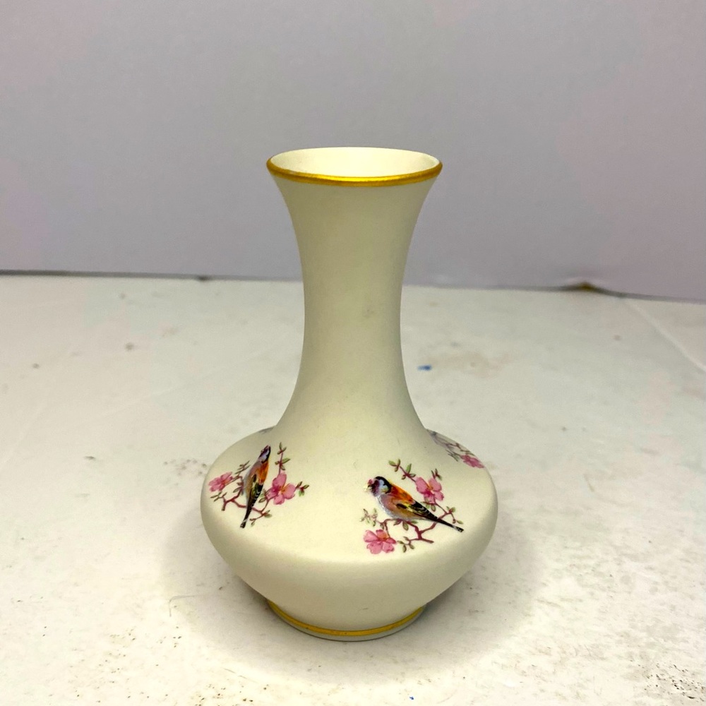 IBIS Aveiro Miniature Ceramic Vase Bird Floral Pattern Made in Portugal EUC.